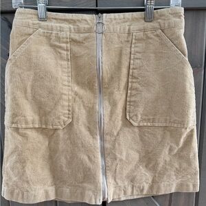 Y2K Simplee Apparel Tan Corduroy Mini Skirt Zip Front Cabincore Size M